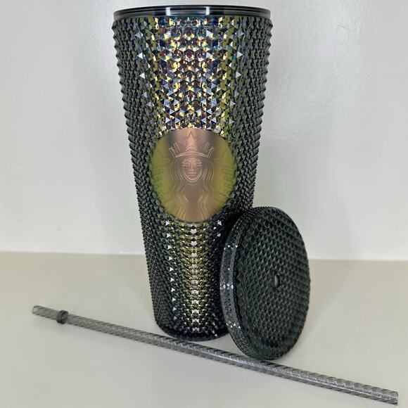 NEW Starbucks Venti Studded Iridescent Black Tumbler 24oz 2020 Unicorn Find RARE - Picture 4 of 6